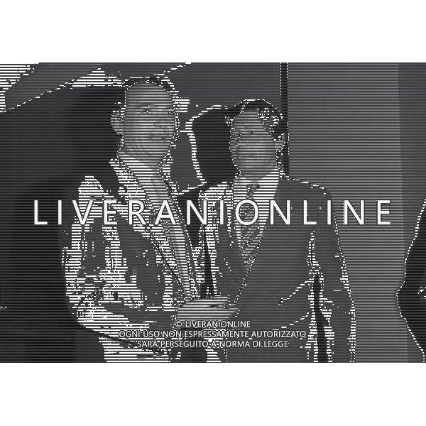 1985 MILANO LEGA CALCIO INCONTRO PRESIDENTI SERIE A E SERIE B NELLA FOTO ERNESTO PELLEGRINI E LUCIANO NIZZOLA AG ALDO LIVERANI SAS