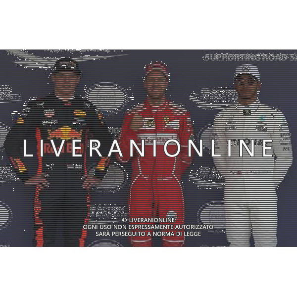 Pole position Sebastian Vettel (GER) Ferrari SF70H, 2nd Max Verstappen (NLD) Red Bull Racing RB13 and 3rd Lewis Hamilton (GBR) Mercedes AMG F1 W08. 28.10.2017. Formula 1 World Championship, Rd 18, Mexican Grand Prix, Mexico City, Mexico, Qualifying Day. AG ALDO LIVERANI SAS ONLY ITALY