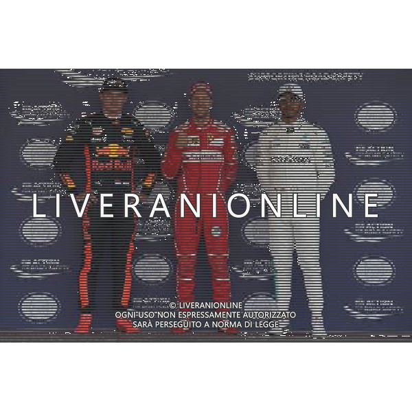 pole for Sebastian Vettel (GER) Ferrari SF70H, 2nd for Max Verstappen (NLD) Red Bull Racing RB13 and 3rd Lewis Hamilton (GBR) Mercedes AMG F1 W08. 28.10.2017. Formula 1 World Championship, Rd 18, Mexican Grand Prix, Mexico City, Mexico, Qualifying Day. AG ALDO LIVERANI SAS ONLY ITALY