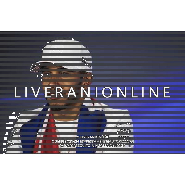Lewis Hamilton (GBR) Mercedes AMG F1 celebrates winning the World Championship in the FIA Press Conference. 29.10.2017. Formula 1 World Championship, Rd 18, Mexican Grand Prix, Mexico City, Mexico, Race Day. AG ALDO LIVERANI SAS ONLY ITALY