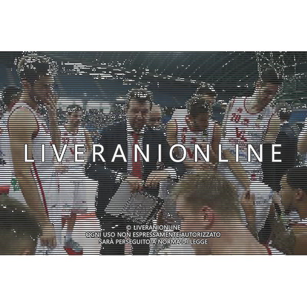Lega Basket serie A Victoria Libertas Pesaro - Vanoli Basket Cremona 29/10/2017 nella foto: Coach Spiro Leka ©Claudio Zamagni/Agenzia Aldo Liverani Coach Spiro Leka during basketball match between Victoria Libertas Pallacanestro Pesaro and Vanoli Basket Cremona at Adriatic Arena in Pesaro on October 29 2017 photo credit Claudio Zamagni/Aldo Liverani Photo Agency 
