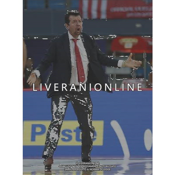Lega Basket serie A Victoria Libertas Pesaro - Vanoli Basket Cremona 29/10/2017 nella foto: Coach Spiro Leka ©Claudio Zamagni/Agenzia Aldo Liverani Coach Spiro Leka during basketball match between Victoria Libertas Pallacanestro Pesaro and Vanoli Basket Cremona at Adriatic Arena in Pesaro on October 29 2017 photo credit Claudio Zamagni/Aldo Liverani Photo Agency 