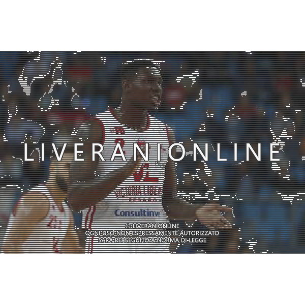 Lega Basket serie A Victoria Libertas Pesaro - Vanoli Basket Cremona 29/10/2017 nella foto: Omogbo Emmanuel ©Claudio Zamagni/Agenzia Aldo Liverani Omogbo Emmanuel during basketball match between Victoria Libertas Pallacanestro Pesaro and Vanoli Basket Cremona at Adriatic Arena in Pesaro on October 29 2017 photo credit Claudio Zamagni/Aldo Liverani Photo Agency 