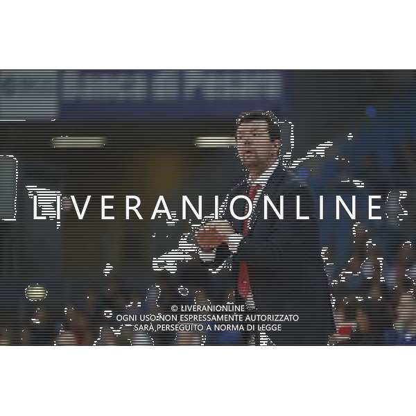 Lega Basket serie A Victoria Libertas Pesaro - Vanoli Basket Cremona 29/10/2017 nella foto: Coach Spiro Leka ©Claudio Zamagni/Agenzia Aldo Liverani Coach Spiro Leka during basketball match between Victoria Libertas Pallacanestro Pesaro and Vanoli Basket Cremona at Adriatic Arena in Pesaro on October 29 2017 photo credit Claudio Zamagni/Aldo Liverani Photo Agency 
