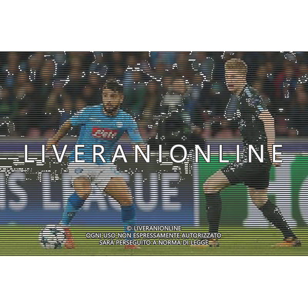 Napoli - Manchester City Champions League 01/11/2017 nella foto LORENZO INSIGNE, DE BRUYNE ©Mosca / AGENZIA ALDO LIVERANI SAS 