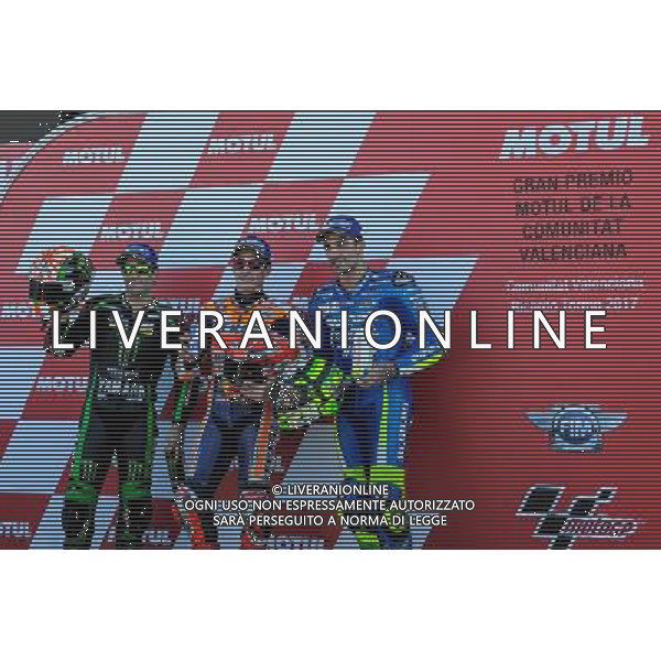 11.11.2017. Circuito Ricardo Tormo, Valencia, Spagna. Johann Zarco, Marc Marquez e Andrea IannoneGaetano Piazzolla/Ag. Aldo Liverani s.a.s.