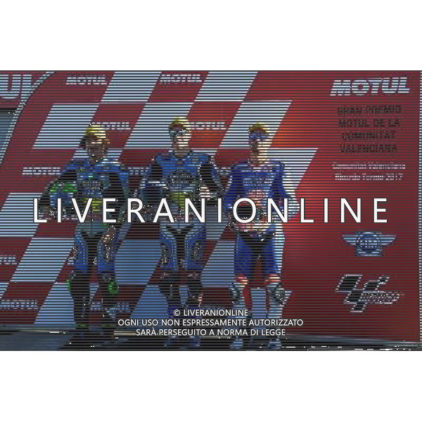 11.11.2017. Circuito ricardo Tormo, Valencia, Spagna. Franco Morbidelli, Alex Marquez e MAttia Pasini FOTO G.PIAZZOLLA-AG ALDO LIVERANI SAS