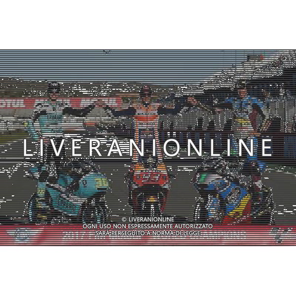 12.11.2017. Circuito Ricardo Tormo, Valencia, Spagna.Joan Mir, Marc Marquez e Franco Morbidelli FOTO G PIAZZOLLA-AG ALDO LIVERANI SAS