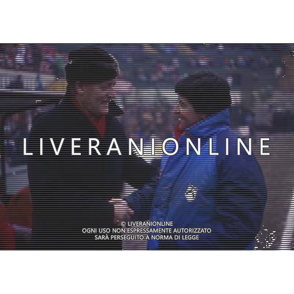 RETROSPETTINA NILS LIEDHOLM ALLENATORE NELLA FOTO NILS LIEDHOLM ALLENATORE MILAN CON GIANCARLO DE SISTI ALLENATORE UDINESE AG ALDO LIVERANI SAS