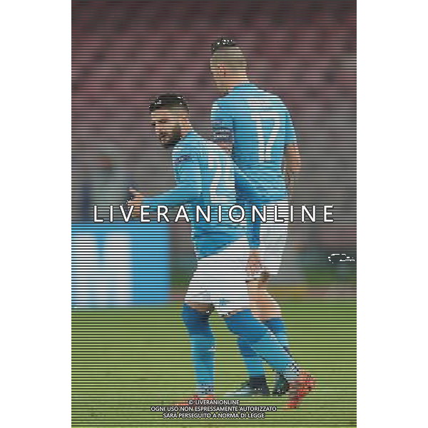 NAPOLI - SHAKHTAR DONETSK CHAMPIONS LEAGUE 21 NOVEMBRE 2017 NELLA FOTO ESULTANZA DOPO IL GOL DI LORENZO INSIGNE CON MAREK HAMSIK ©MOSCA / AGENZIA ALDO LIVERANI SAS 