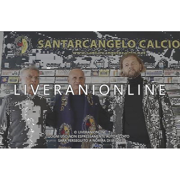 Presentazione Alberto Cavasin nuovo allenatore del Santarcangelo Calcio 07/12/2017 Giuseppe Mussoni Alberto Cavasin Vlado Borozan ©Claudio Zamagni/Agenzia Aldo Liverani 