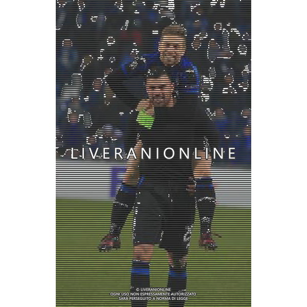 UEFA Europa League 2017/2018 Gruppo E Reggio Emilia - 07.12.2017 Atalanta-Lione Nella Foto:Gomez e Petagna festeggiano /Ag. Aldo Liverani