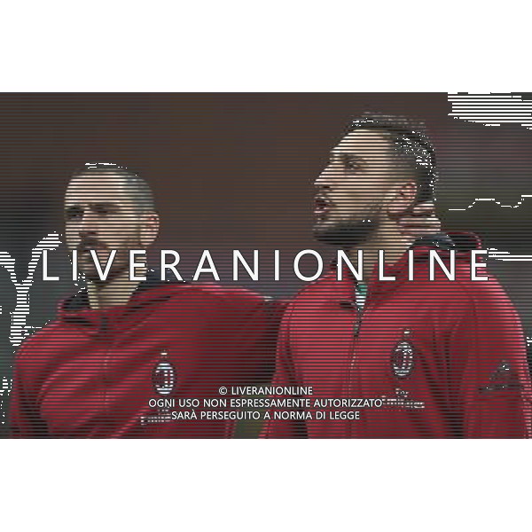 Coppa Italia TIM Cup 2017/2018 Ottavi di Finale Milano - 13.12.2017 Milan-Verona Nella Foto: gianluigi donnarumma con leonardo bonucci /Ph.Vitez-Ag. Aldo Liverani