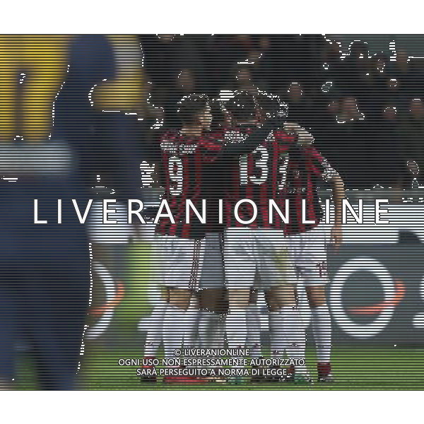 Coppa Italia TIM Cup 2017/2018 Ottavi di Finale Milano - 13.12.2017 Milan-Verona Nella Foto: abbraccio suso esultanza dopo il gol /Ph.Vitez-Ag. Aldo Liverani