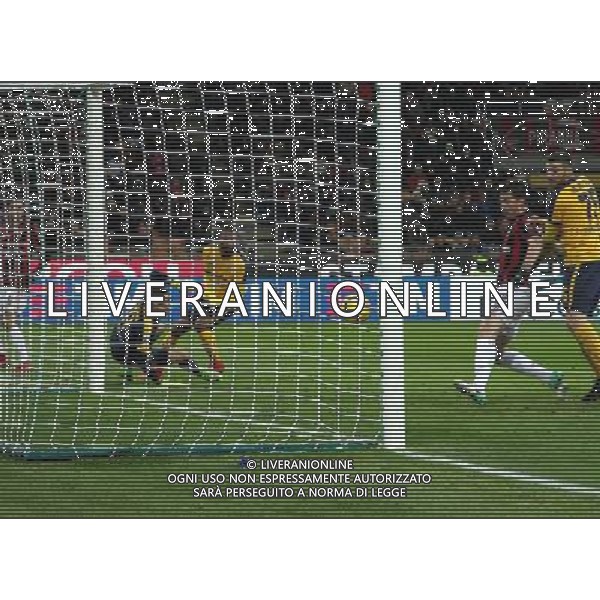 Coppa Italia TIM Cup 2017/2018 Ottavi di Finale Milano - 13.12.2017 Milan-Verona Nella Foto: il gol di alessio romagnoli /Ph.Vitez-Ag. Aldo Liverani