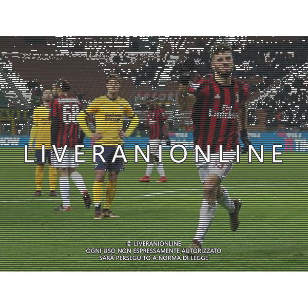 Coppa Italia TIM Cup 2017/2018 Ottavi di Finale Milano - 13.12.2017 Milan-Verona Nella Foto: patrick cutrone esultanza dopo il gol /Ph.Vitez-Ag. Aldo Liverani