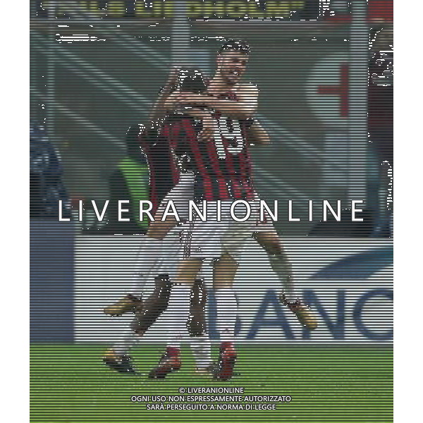 Coppa Italia TIM Cup 2017/2018 Quarti di Finale Milano - 27.12.2017 Milan-Inter Nella Foto: esultanza dopo il gol di patrick cutrone del 1-0 /Ph.Vitez-Ag. Aldo Liverani