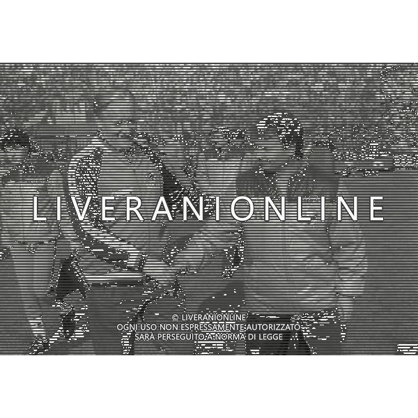 RETROSPETTIVA NILS LIEDHOLM ALLENATORE NELLA FOTO NILS LIEDHOLM ALLENATORE MILAN CON ILARIO CASTAGNER ALLENATORE INTER AG ALDO LIVERANI SAS