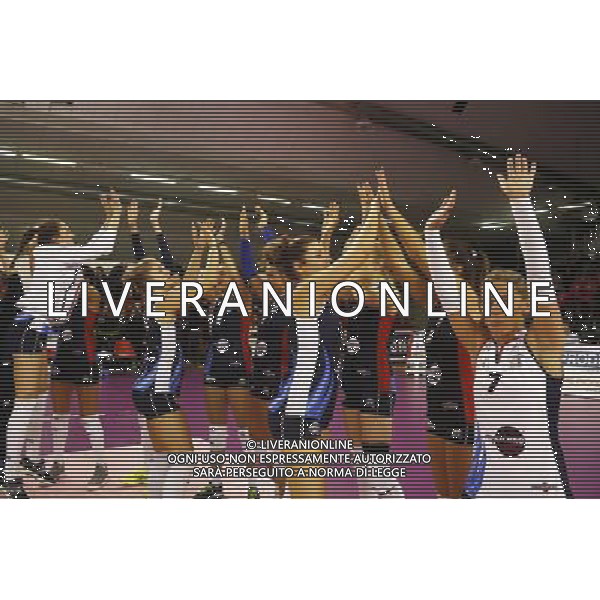 MyCicero Volley Pesaro - Lardini Filottrano Volley 26/12/2017 nella foto: esultanza mycicero Â©Claudio Zamagni/Agenzia Aldo Liverani 