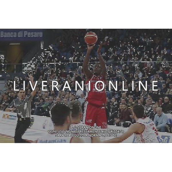Lega Basket serie A Victoria Libertas Pesaro - EA7 Emporio Armani Milano 02/01/2018 nella foto: Abass Abass Awudu Â©Claudio Zamagni/Agenzia Aldo Liverani Abass Abass Awudu during basketball match between Victoria Libertas Pallacanestro Pesaro and EA7 Emporio Armani Milano at Adriatic Arena in Pesaro on January 02 2018 photo credit Claudio Zamagni/Aldo Liverani Photo Agency 