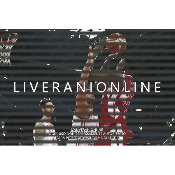 Lega Basket serie A Victoria Libertas Pesaro - EA7 Emporio Armani Milano 02/01/2018 nella foto: Abass Abass Awudu Ceron Marco ©Claudio Zamagni/Agenzia Aldo Liverani Abass Abass Awudu Ceron Marco during basketball match between Victoria Libertas Pallacanestro Pesaro and EA7 Emporio Armani Milano at Adriatic Arena in Pesaro on January 02 2018 photo credit Claudio Zamagni/Aldo Liverani Photo Agency 