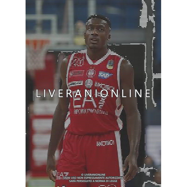 Lega Basket serie A Victoria Libertas Pesaro - EA7 Emporio Armani Milano 02/01/2018 nella foto: Abass Abass Awudu ©Claudio Zamagni/Agenzia Aldo Liverani Abass Abass Awudu during basketball match between Victoria Libertas Pallacanestro Pesaro and EA7 Emporio Armani Milano at Adriatic Arena in Pesaro on January 02 2018 photo credit Claudio Zamagni/Aldo Liverani Photo Agency 