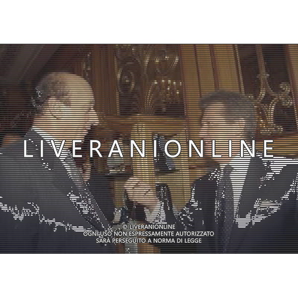 20-12-1998 MILANO HOTEL PRINCIPE E SAVOIA FESTA NATALIZIA LEGA CALCIO nella foto luciano moggi con vittorio cecchi gori ag aldo liverani sas