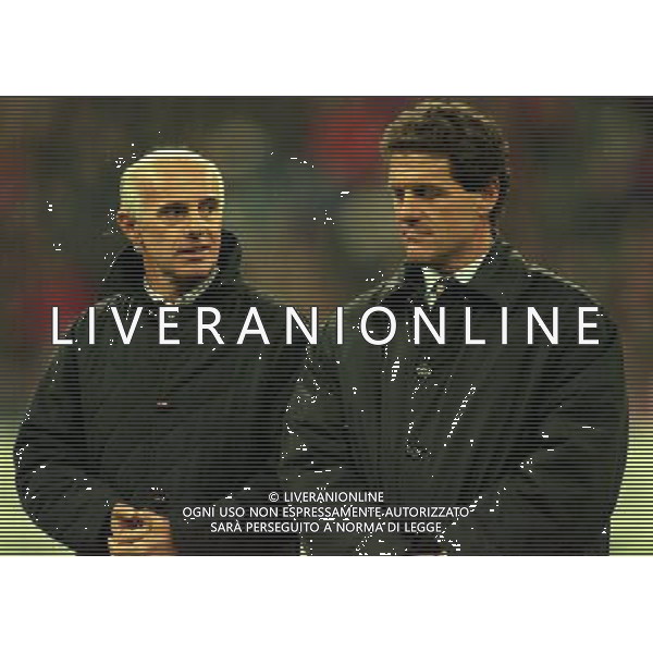 MILANO-28-10-1997 PARTITA AMICHEVOLE PER L\'ADDIO AL CALCIO DI FRANCO BARESI MILAN RESTO DEL MONDO NELLA FOTO ARRIGO SACCHI E FABIO CAPELLO AG ALDO LIVERANI SAS