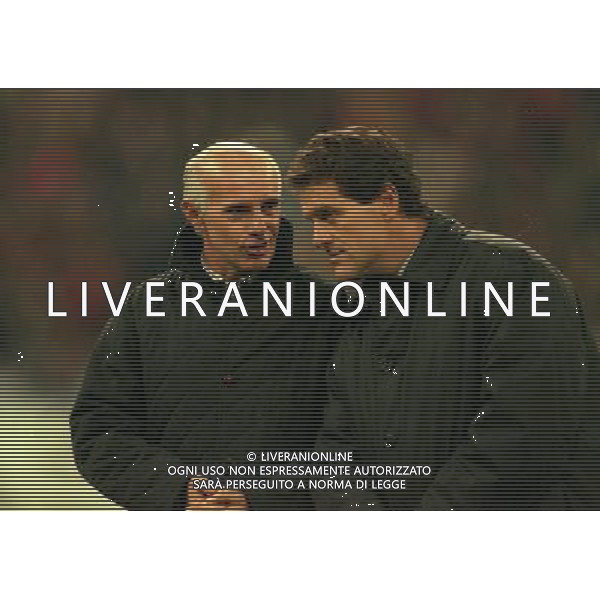 MILANO-28-10-1997 PARTITA AMICHEVOLE PER L\'ADDIO AL CALCIO DI FRANCO BARESI MILAN RESTO DEL MONDO NELLA FOTO ARRIGO SACCHI E FABIO CAPELLO AG ALDO LIVERANI SAS