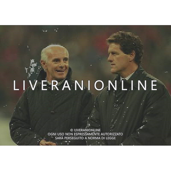 MILANO-28-10-1997 PARTITA AMICHEVOLE PER L\'ADDIO AL CALCIO DI FRANCO BARESI MILAN RESTO DEL MONDO NELLA FOTO ARRIGO SACCHI E FABIO CAPELLO AG ALDO LIVERANI SAS