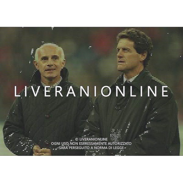 MILANO-28-10-1997 PARTITA AMICHEVOLE PER L\'ADDIO AL CALCIO DI FRANCO BARESI MILAN RESTO DEL MONDO NELLA FOTO ARRIGO SACCHI E FABIO CAPELLO AG ALDO LIVERANI SAS