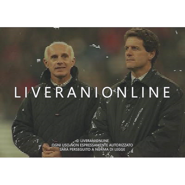 MILANO-28-10-1997 PARTITA AMICHEVOLE PER L\'ADDIO AL CALCIO DI FRANCO BARESI MILAN RESTO DEL MONDO NELLA FOTO ARRIGO SACCHI E FABIO CAPELLO AG ALDO LIVERANI SAS