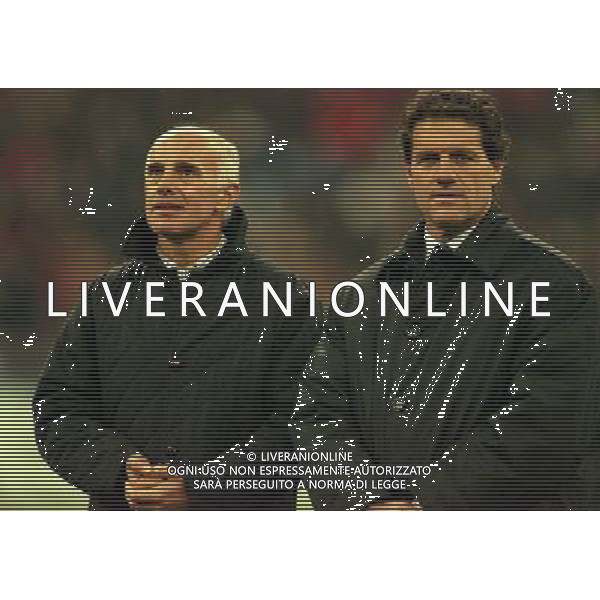 MILANO-28-10-1997 PARTITA AMICHEVOLE PER L\'ADDIO AL CALCIO DI FRANCO BARESI MILAN RESTO DEL MONDO NELLA FOTO ARRIGO SACCHI E FABIO CAPELLO AG ALDO LIVERANI SAS