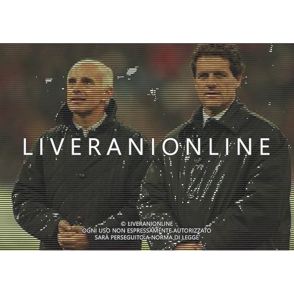 MILANO-28-10-1997 PARTITA AMICHEVOLE PER L\'ADDIO AL CALCIO DI FRANCO BARESI MILAN RESTO DEL MONDO NELLA FOTO ARRIGO SACCHI E FABIO CAPELLO AG ALDO LIVERANI SAS