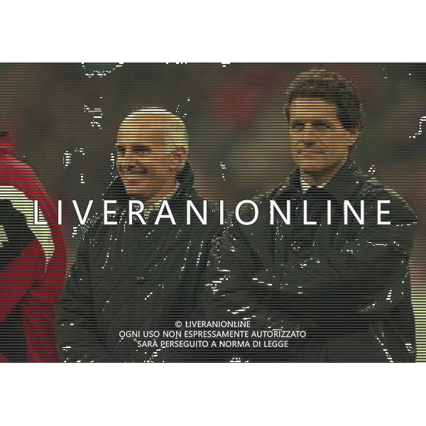 MILANO-28-10-1997 PARTITA AMICHEVOLE PER L\'ADDIO AL CALCIO DI FRANCO BARESI MILAN RESTO DEL MONDO NELLA FOTO ARRIGO SACCHI E FABIO CAPELLO AG ALDO LIVERANI SAS