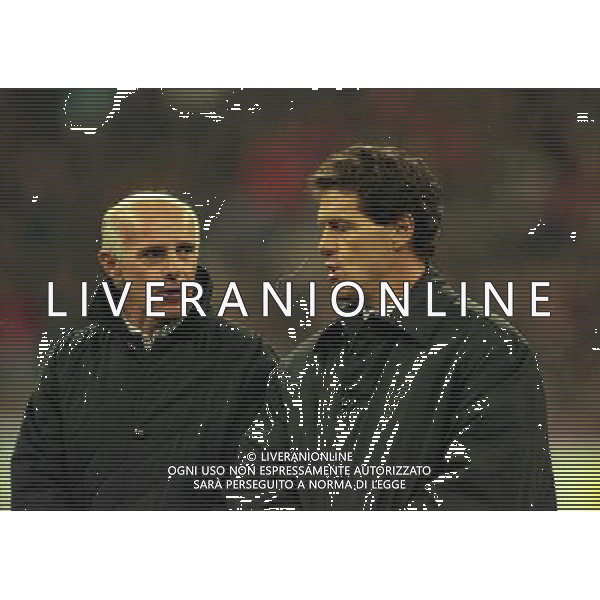 MILANO-28-10-1997 PARTITA AMICHEVOLE PER L\'ADDIO AL CALCIO DI FRANCO BARESI MILAN RESTO DEL MONDO NELLA FOTO ARRIGO SACCHI E FABIO CAPELLO AG ALDO LIVERANI SAS