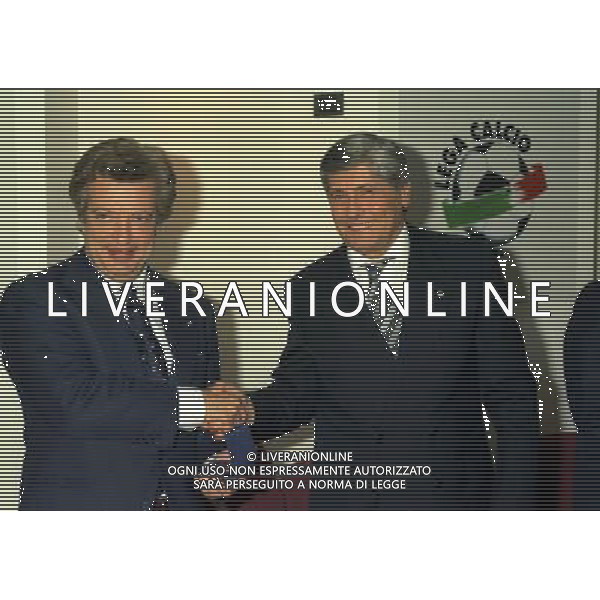1998-99 RETROSPETTIVA VITTORIO CECCHI GORI PRESIDENTE FIORENTINA CALCIO NELLA FOTO VITTORIO CECCHI GORI CON LUCIANO NIZZOLA AG ALDO LIVERANI SAS
