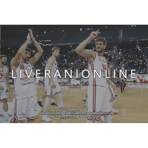 Lega Basket serie A Victoria Libertas Pallacanestro Pesaro - Banco di Sardegna Sassari 13/01/2018 nella foto: esultanza Ceron Marco ©Claudio Zamagni/Agenzia Aldo Liverani Ceron Marco celebrates the victory during basketball match between Victoria Libertas Pallacanestro Pesaro and Banco di Sardegna Sassari at Adriatic Arena in Pesaro on January 13 2018 photo credit Claudio Zamagni/Aldo Liverani Photo Agency 