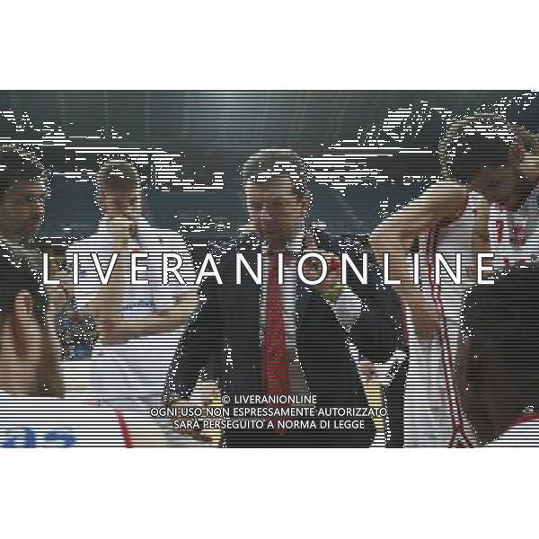 Lega Basket serie A Victoria Libertas Pallacanestro Pesaro - Banco di Sardegna Sassari 13/01/2018 nella foto: Coach Spiro Leka ©Claudio Zamagni/Agenzia Aldo Liverani Coach Spiro Leka during basketball match between Victoria Libertas Pallacanestro Pesaro and Banco di Sardegna Sassari at Adriatic Arena in Pesaro on January 13 2018 photo credit Claudio Zamagni/Aldo Liverani Photo Agency 