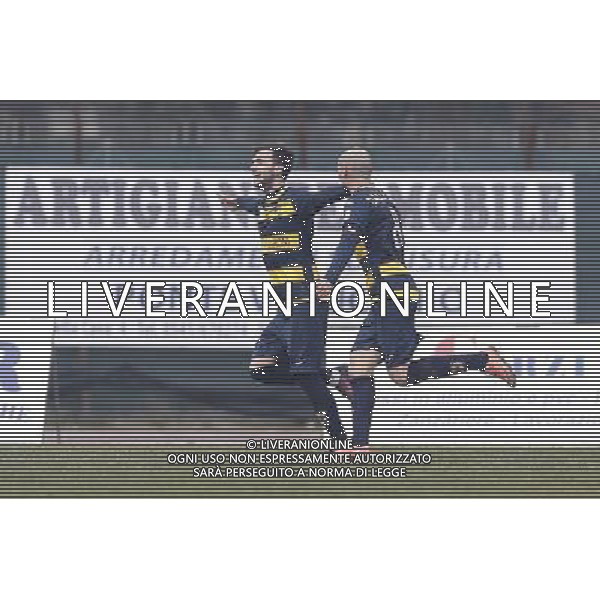 Santarcangelo - Albinoleffe Campionato di calcio serie C girone B 27/01/2018 nella foto: esultanza dopo il gol di Spoljaric Josip ©Claudio Zamagni/Agenzia Aldo Liverani / AGENZIA ALDO LIVERANI SAS