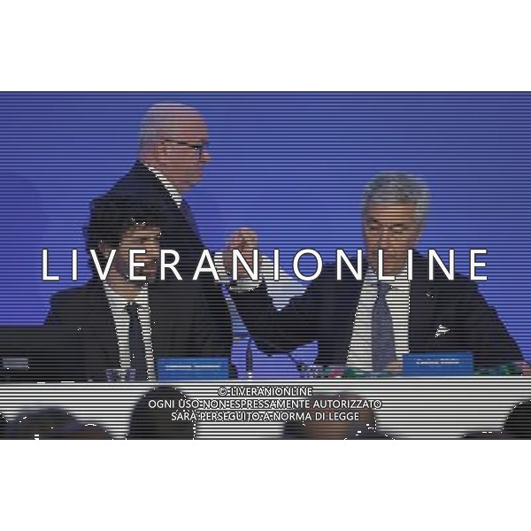Assemblea Elettiva FIGC 2018 Fiumicino (Roma) - 29.01.2018 Nella Foto: carlo tavecchio con damiano tommasi e stretta di mano con cosimo sibilia /Ph.Vitez-Ag. Aldo Liverani