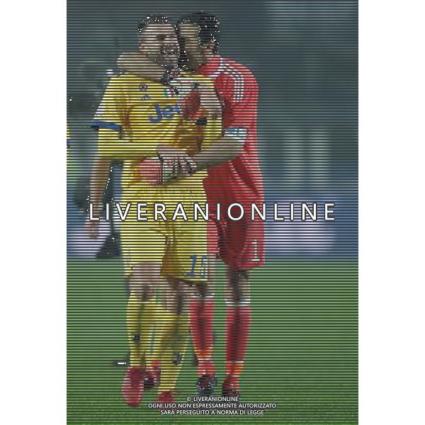 Coppa Italia TIM Cup 2017/2018 Semifinale Andata Bergamo - 30.01.2018 Atalanta-Juventus Nella Foto: esultanza di gianluigi buffon che festeggia con andrea barzagli a fine gara /Ph.Vitez-Ag. Aldo Liverani