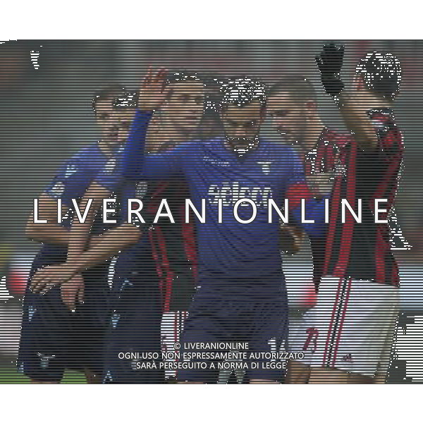 Coppa Italia TIM Cup 2017/2018 Semifinale Andata Milano - 31.01.2018 Milan-Lazio Nella Foto:mischia in area milan marco parolo alessio romagnoli leonardo bonucci e giacomo bonaventura /Ph.Vitez-Ag. Aldo Liverani