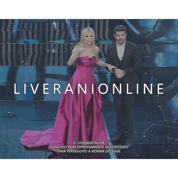 68mo Festival della canzone Italiana Sanremo 2018 Seconda Serata Sanremo (IM) - 07.02.2018 Nella Foto: Michelle Hunziker Pierfrancesco Favino /Ph.Vitez-Ag. Aldo Liverani