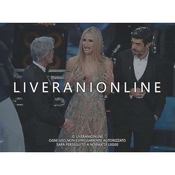 68mo Festival della canzone Italiana Sanremo 2018 Seconda Serata Sanremo (IM) - 07.02.2018 Nella Foto: Claudio Baglioni Michelle Hunziker Pierfrancesco Favino /Ph.Vitez-Ag. Aldo Liverani