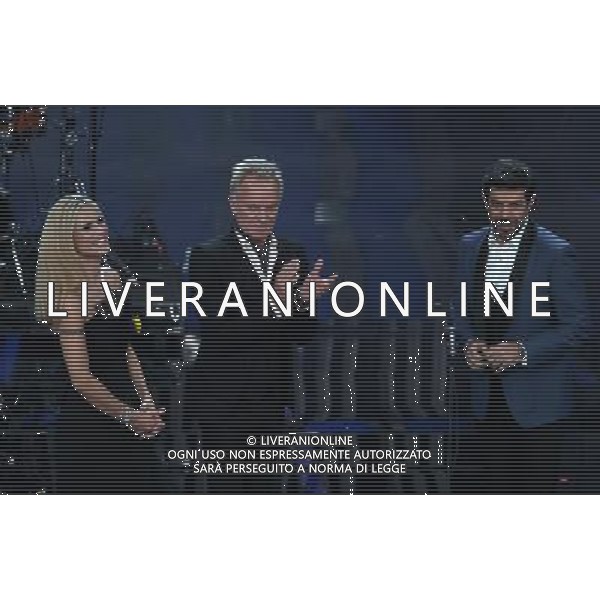 68mo Festival della canzone Italiana Sanremo 2018 Seconda Serata Sanremo (IM) - 07.02.2018 Nella Foto: sting Michelle Hunziker Pierfrancesco Favino /Ph.Vitez-Ag. Aldo Liverani