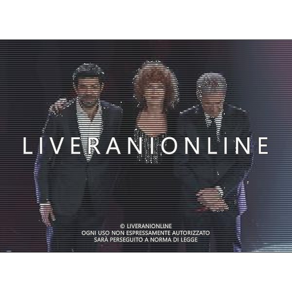 68mo Festival della canzone Italiana Sanremo 2018 Quinta Serata Sanremo (IM) - 10.02.2018 Nella Foto: Fiorella Mannoia e Claudio Baglioni e Pierfrancesco Favino /Ph.Vitez-Ag. Aldo Liverani