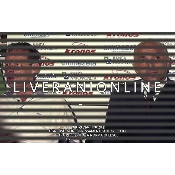 1999 VENEZIA PRESENTAZIONE DEL NUOVO ALLENATORE DEL VENEZIA CALCIO LUCIANO SPALLETTI NELLA FOTO LUCIANO SPALLETTI CON IL PRESIDDENTE DEL VENEZIA MAURIZIO ZAMPARINI AG ALDO LIVERANI SAS