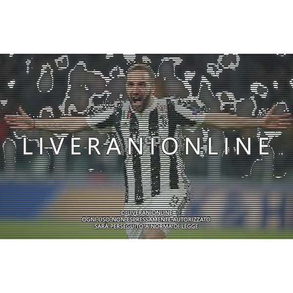 UEFA Champions League 2017/2018 Ottavi di Finale Andata Torino - 13.02.2018 Juventus-Tottenham Hotspur Nella Foto:higuain esulta /Ph.Vitez-Ag. Aldo Liverani