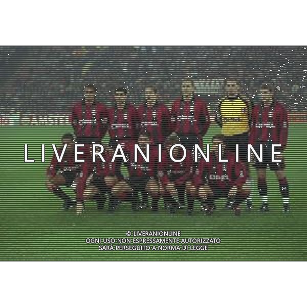 26-10-1999 MILANO- STADIO GIUSEPPE MEAZZA CHAMPIONS LEAGUE MILAN CHELSEA 1-1 NELLA FOTO FORMAZIONE MILAN DA SIN IN PIEDI PAOLO MALDINI-ROBERT AYALA-MASSIMO AMBROSINI-OLIVER BIERHOFF-CHRISTIAN ABBIATI-ANDRIY SHEVCHENKO SED SINSITRA SERGINHO-ANDREAS GUGLIELMINPIETRO-GENNARO GATTUSO-LEONARDO-ALESSANDRO COSTACURTA AG ALDO LIVERANI SAS